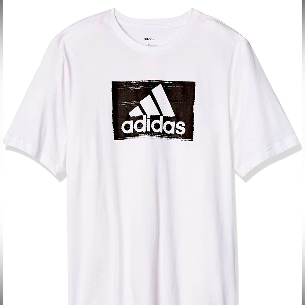 NWT Adidas Logo Brush White Shirt Large
